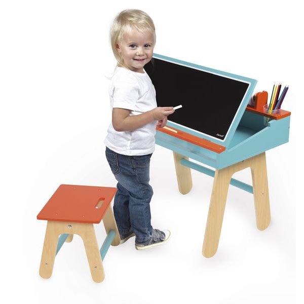 Bureau Et Chaise Orange Et Bleu Janod La Poule A Pois